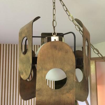 wood (not metal) paneled pendant lamp