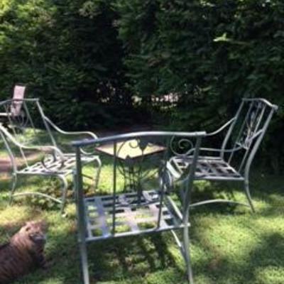 4 Classic metal chairs with Leaf and Stem design! Anyone say 