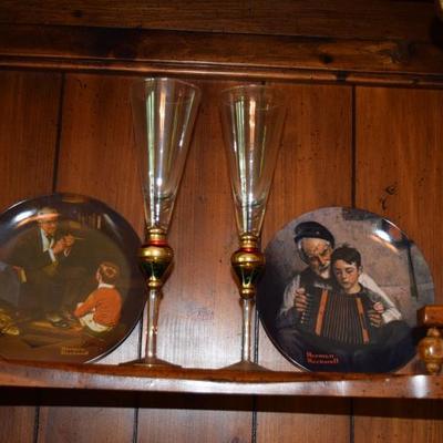 Norman Rockwell Collector Plates & Fluted Glasses