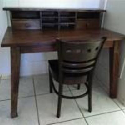 Solid Wood Desk with Chair