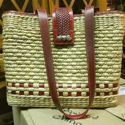 ladies handbags wicker & leather