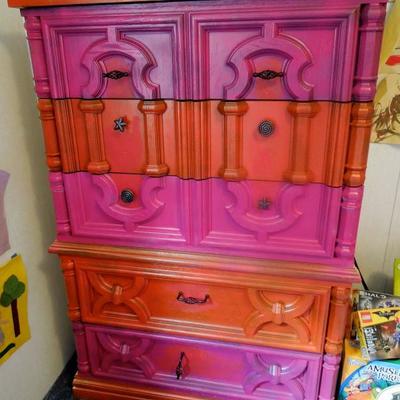 Boho custom painted vintage dresser.