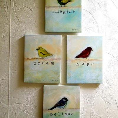Group of bird prints on canvas
