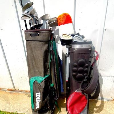 Adult and youth golf bag with clubs