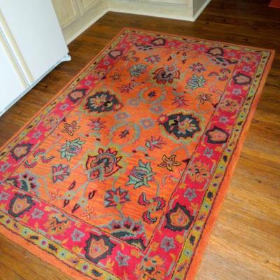 Rectangular colorful wool rug made in India