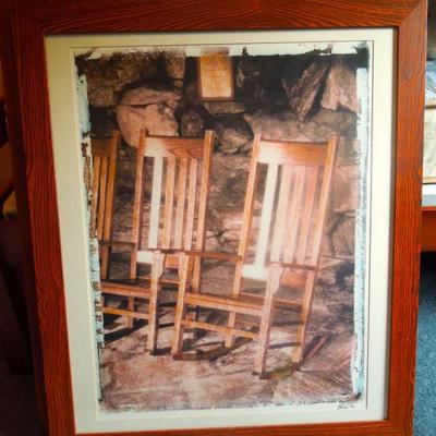 Large framed tinted digitized photo of Early Grove Park Inn 
