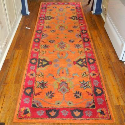 Colorful wool hall rug made in India