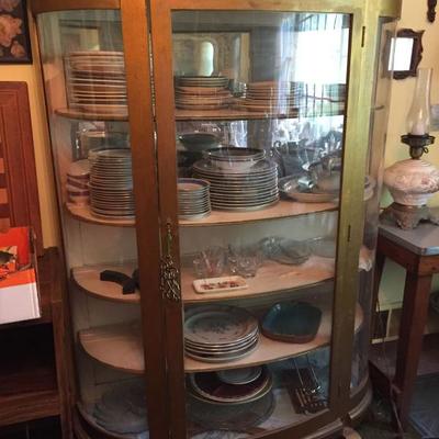 Curio Cabinet and china and glassware.