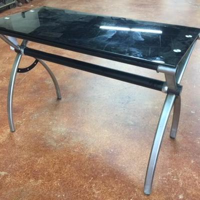 Modern Black Glass Top Console Table