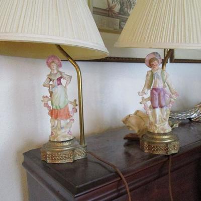 Antique Meissen style lamps