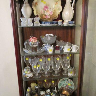 Antique glassware, porcelain