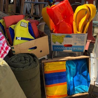 Camping, Life Jackets and Beach Towels