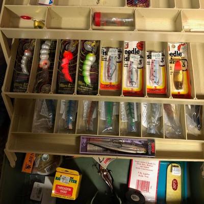 Fishing tackle, new and used Lures, Tackle boxes.