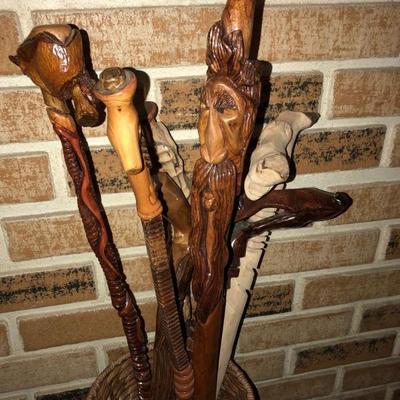 Hand carved walking canes