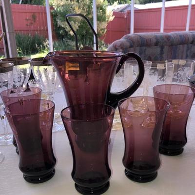 Amethyst Pitcher and Tumblers 