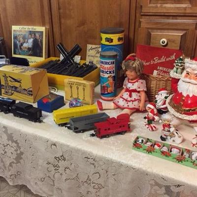 American Flyer train set and other vintage toys