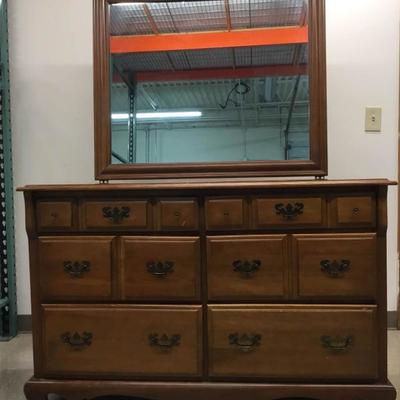 Vintage Dresser with Mirror and Lamp