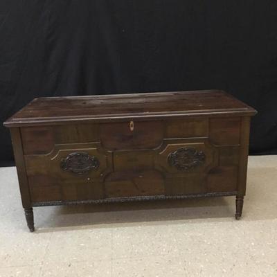 Dark Wood Carved Cedar Chest