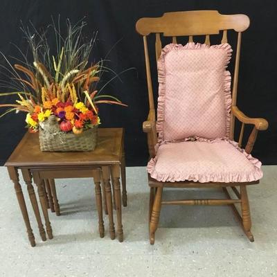 Wood Rocker and 3 Nesting Tables