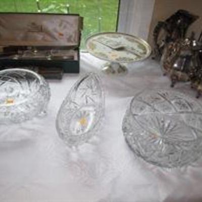 Glass Bowls and Silver Plated Tea Set