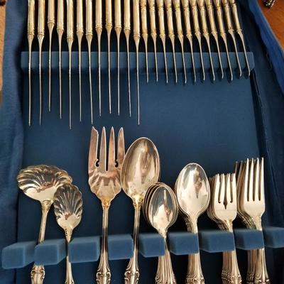 Joan of Arc International Silver, Sterling Flatware c. 1940s Service for 12 with Serving Pieces, 77 pieces total