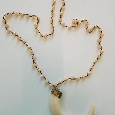 Curved bone horn necklace