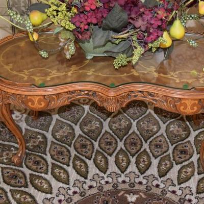 Coffee table, floral arrangement