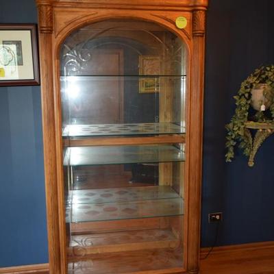 Wooden shelving unit with glass 