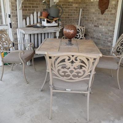 Ornate Wrought Iron Patio table with 4 chairs