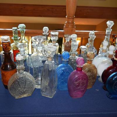 Decorative glass bottles, jars
