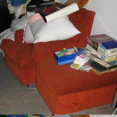 orange chair and ottoman  BUY IT NOW  $ 20.00