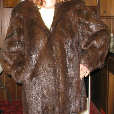3/4 length long hair mink coat...