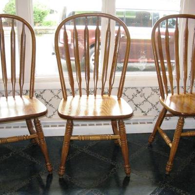 3 oak kitchen chairs  
