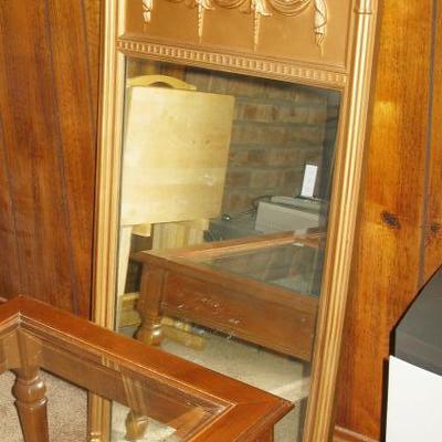 tall antique wood frame mirror