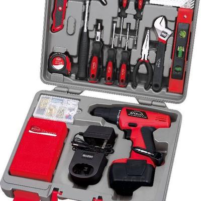 Apollo Tools 155-Piece Household Tool Kit with 12V ...