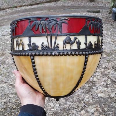 Eqyptian theme stain glass wall sconce