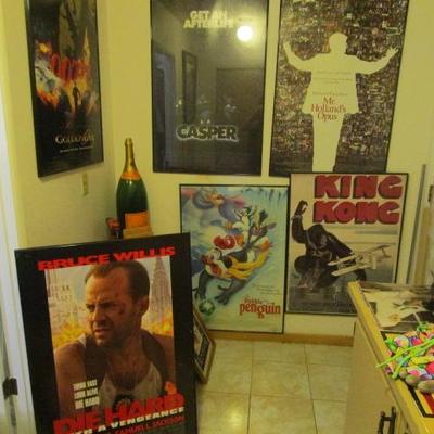 Fun collection of movie posters, the heavy cardboard style, framed
