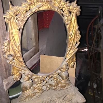 Large antique cast iron picture/mirror frame