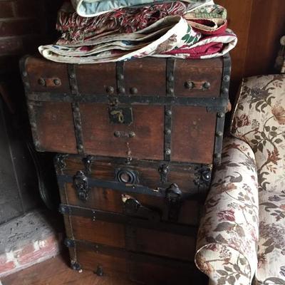 Numerous trunks in varying condition. c.1830-1900's. Some restored.