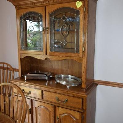 China cabinet, silver serving dishes