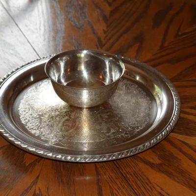 Silver platter and bowl