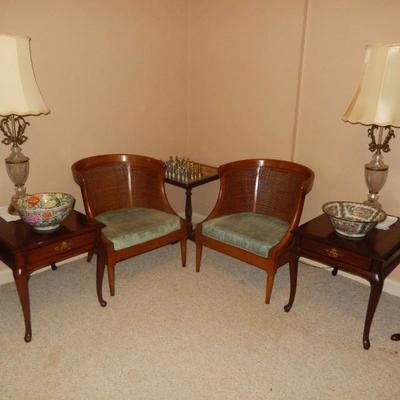 Mid Century Chairs, Chess Table, Globe on Pedestal