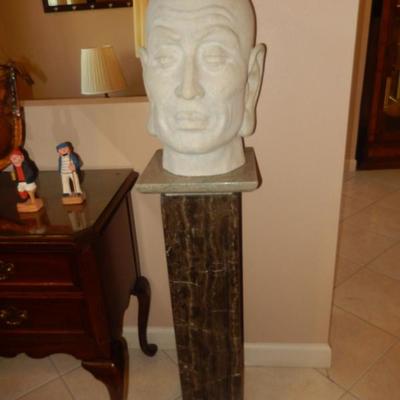 Bust Sculpture on Marble Pedestal 