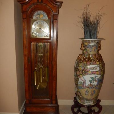 Heritage Grandfather Clock, Large Asian Vase