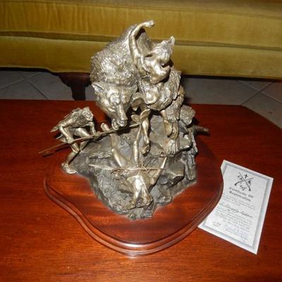 Pewter Sculpture - A Grizzly Affair by Michael Boyett