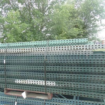 (14) pallet rack uprights- 10 ft tall x 42