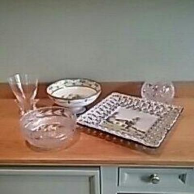 Steuben Vase, Pottery, & Signed Glass