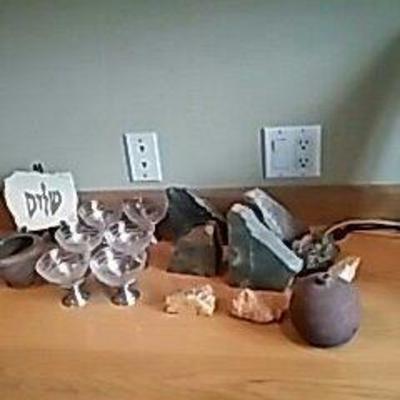 Rock Bookends, Pottery, and More