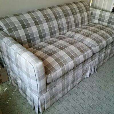 Plaid Couch and Tan Chair