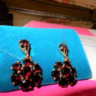 14K yellow gold, natural garnets earrings Buy it Now $425.00